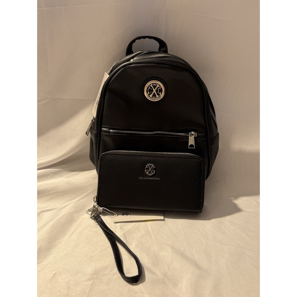 CXL Christian Lacroix Pine Caviar Backpack & Brandy Wallet Black NWT Set